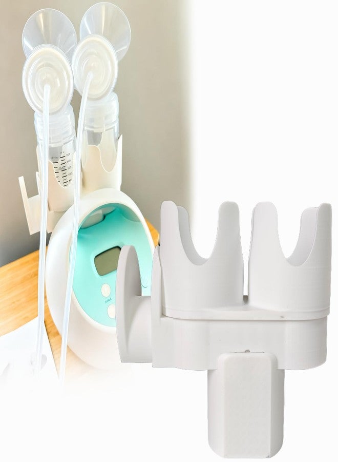 DMERHAC Breast Pump Bottle & Hose Holder for Spectra New S1/S2 (Section)- Dual Bottle Organizer with Hose Wrap Arm, Space-Saving Design, Tool-Free Easy Installation (White, New Breast Pump) - Image 1